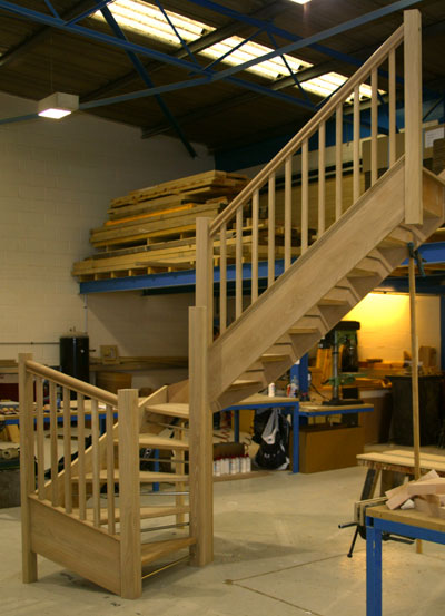 Oak open riser winder staircase